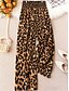 Χαμηλού Κόστους φαρδύ πόδι &amp; ψηλόμεσο-Γυναικεία Πλατύ Πόδι Παντελόνια Κομψό στυλ street Καθημερινό Μακρύ Ψηλή Μέση Λεοπάρ Εκτύπωση Ελαστικό σχέδιο κορδονιών περίσφιξης Ικανότητα να αναπνέει Moale Μικροελαστικό