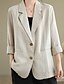 cheap Shirts-Women&#039;s Cotton Linen Blazer Comfortable Breathable Buttons Casual Plain Office Street Casual Daily Wear Single Breasted Regular Turndown Regular Fit Long Sleeve Outerwear