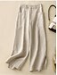 abordables Pantalon uni en coton et lin-Femmes Pantalon en coton et lin Jambe large Chinos Vacances ancien Mode Longueur complète Taille haute Uni Avec Poches Confort Extérieur Non Elastique Vacances Rue Quotidien Jaune Orange Beige Ét