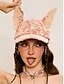 halpa Halloween-asusteet-Naisten kulutettu farkkulippis kissankorvilla – vintage-halloween-asuhattu, söpö ja tyylikäs juhla-, cosplay- ja festivaaliasuihin