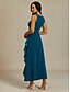 preiswerte abendkleider-Damen Maxikleid Etui-Kleid Elegant Party Halbformelle Kleider Hochzeitsgast Cocktailparty Einfarbig Ärmellos Rundhalsausschnitt U-Boot-Ausschnitt Tintenblau Sommer Frühling Herbst