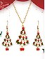 baratos Colar Feminino-Conjunto de joias femininas para árvore de Natal com colar com pingente de esmalte festivo e brincos pendentes - acessórios para festas de fim de ano para celebrações de Natal e presentes