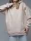 baratos Moletons e Sweatshirts Texturizados-Mulheres Pulôver Moletom Com Capuz Tecido Roupa de rua Casual Manga Longa Com Capuz Tops regulares Rua Feriado Bolsos Preto Branco cáqui Outono Inverno