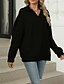 voordelige Textured Hoodies en Sweatshirts-Dames Trui-sweatshirt Sweatshirts Effen Streetwear Casual Lange mouw V-hals Normale tops Straat Feestdagen Uitgaan Zwart Blozend Roze Licht Grijs Licht Blauw Herfst Winter