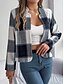 abordables Manteaux 3D-Femmes Veste Décontractée Confortable Respirant Imprimé Occasionnel Plaid Vacances Rue Tenue quotidienne Sortir Ouvert devant Court Col montant Coupe régulière manche longue Vêtements d&#039;extérieur