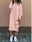 cheap Plain Dress-Women&#039;s Hoodie Dress Midi Dress Shift Dress Casual Outdoor Weekend Regular Fit Solid Color Long Sleeve Hoodie Black Pink Blue Fuchsia Spring Fall Winter
