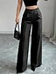 voordelige dames geklede broek-Dames Pakken Breed Been Broeken Modieus Streetwear Volledige lengte Hoge taille Effen Ademend Comfortabel Straat Alledaagse kleding Uitgaan Zilver Zwart Roze Wijn Zomer Lente Normale pasvorm