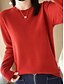 abordables Pulls et hauts-Femmes Pull Occasionnel Doux Couleur Unie Côtelé Col ras du cou Tricoté manche longue Hauts Réguliers Tricoter Extérieur Quotidien Week-end Noir Rouge Automne Hiver
