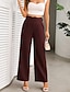 ieftine picior lat și talie înaltă-Pentru femei Costume Picior Larg Pantaloni Modă Șic Stradă Lungime totală Talie Înaltă Simplu Respirabilitate Comfortabil Micro-elastic Afaceri Purtare Zilnică Maro Închis Negru Verde Deschis Roz