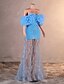tanie Suknie wieczorowe-Suknia wieczorowa Syrena  Trąbka Elegancka Sukienka Formalna Na bal Długi tren Bez rękawów Off shoulder Koronka z haftem cekinowym