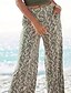 abordables pierna ancha y cintura alta-Mujer Perneras anchas pantalones Ropa de calle Casual Longitud total Cintura Media Flor Bolsillo Estampado Suave Festivos Fin de semana Verde Otoño Ajuste regular