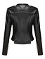economico Giacche in finta pelle-Per donna Giacca in Ecopelle Confortevole Tasca Cerniera completa Moda Stile da Strada Semplice All&#039;aperto Casual Quotidiano Corto Collo ripiegato Vestibilità regolare Manica Lunga Capispalla Nero