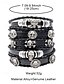 voordelige Halloween Accessoires-Set leren armbanden met schedelbedels voor heren – verstelbare punkarmband van echt leer voor Halloweenfeesten, cosplay en rockconcerten
