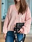 billige Cardigans og overtøj-Dame Bluse Cardigan Mode Gade Daglig Helfarve Rillet V-hals Strikket Langærmet Almindelige toppe Strikke Ferie I-byen-tøj Weekend Sort Hvid Forår Efterår