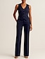 billige Mammas buksedresser-Buksedress 3 Deler Sett Mor til bruden Tuxedo Bryllupsgjest Elegant Blazer Revers Ankellengde Reddot Lang Erme med Lommer