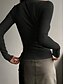 billige Plain tee-Dame Bluse Helfarve Stilfuld Basale Afslappet Langærmet Rund hals Almindelige toppe Daglig Knapper Sort Hvid Lyserød Grøn Grå Sommer Forår Efterår