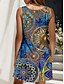 ieftine Rochii boho-Pentru femei Rochie Mini Rochie de Vară Rochie A line Rochie de vară Vacanță Casual Boho Petrecere Concediu Dată Fit regulat Grafic Geometric Damasc Boho Paisley Fără manșon În U Scoateți gâtul