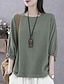 billige Enkle bluser-Dame Tekstureret bluse T-shirt Sommertoppe Vanlig Mode Moderne Halvlange ærmer Flagermuseærmer Rund hals Almindelige toppe Daglig Sort Grøn Rose Lyserød Sommer