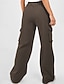 abordables pantalon cargo femme-Femmes Pantalons Cargo Slacks Streetwear Occasionnel Longueur complète Naturel Uni Avec Poches Conception à cordon élastique Confortable Rue Fête Tenue quotidienne Gris foncé Abricot Gris Noir Automne