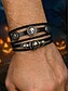 voordelige Halloween Accessoires-Set leren armbanden met schedelbedels voor heren – verstelbare punkarmband van echt leer voor Halloweenfeesten, cosplay en rockconcerten