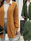 abordables Gilet Ouvert-Femmes Cardigan Occasionnel Couleur Unie Épais Col en V Tricoté manche longue Hauts Réguliers Tricoter Quotidien Fête Sortir Jaune Vert Véronèse Automne Hiver