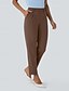 ieftine pantaloni rochii de dama-Pentru femei Costume Șic Stradă Casual Lungime totală Natural Simplu Buzunar Talie elastică Confortabil Afaceri Birou Muncă Gri Negru Albastru Marin Închis Cafea Toamnă Fit regulat