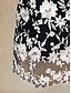 abordables Manteaux &amp; trenchs-Femmes Manteau Respirant Dentelle Broderie Élégant Fleuri Formel Mariage Soirée Long Col Rond Coupe Ample manche longue Vêtements d&#039;extérieur Noir Été Printemps