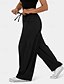 abordables jambe large et taille haute-Femmes Jambe large Slacks Streetwear Occasionnel Longueur complète Naturel Uni Avec Poches Conception à cordon élastique Confortable Rue Fête Rouge bordeaux Noir Vert Véronèse Marron clair Automne