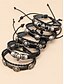 voordelige Halloween Accessoires-Set leren armbanden met schedelbedels voor heren – verstelbare punkarmband van echt leer voor Halloweenfeesten, cosplay en rockconcerten