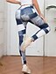 baratos Leggings e collants para ioga-Mulheres Jeans falso com estampa jeans Leggings de ioga Compressão abdominal Cintura Alta Academia Dança Esportivo Calças Bloco de cor Preto Azul Outono Esportes Roupas Esportivas Ajuste justo