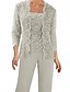 abordables Moins de 129,99 $-Pantalon Mère de la Mariée Robe Invité de Mariage Élégante Simple Décolleté Carré Longueur Maxi Polyester Manches 3/4 avec Couleur Unie