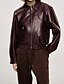 economico Giacche in finta pelle-Per donna Giacca in Ecopelle Confortevole Cerniera Moda Semplice Ferie Weekend Cerniera Regolare Collo ripiegato Vestibilità regolare Manica Lunga Capispalla Vino Autunno Inverno