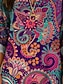 economico Top Boho da Donna-Tunica da donna a blusa V collo maniche lunghe boho casual top floreale grafico paisley bohemia basic tops lunghi regolari per uso quotidiano stampa gialla rosa blu viola verde primavera autunno