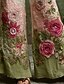 abordables jambe large et taille haute-Femmes Jambe large Pantalons Pantalon palazzo ancien Boho Longueur complète Taille haute Fleur Taille Élastique Impression Respirabilité Confortable Rue Tenue quotidienne Sortir Vert Printemps Automne