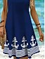 preiswerte Streifen- und geometrische Kleider-Damen Minikleid Sommerkleid A Linie Kleid Schulterfreies Kleid Urlaub Lässig Boho Ferien Strand Normale Passform Grafik Geometrisch Gestreift Ärmellos Rundhalsausschnitt Rundausschnitt Schwarz Wei