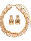 abordables Collar de mujer-Conjunto de joyas de cristal dorado para mujer: collar gargantilla de diamantes de imitación gruesos y pendientes colgantes para un look glamoroso de fiesta y de noche.