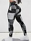 baratos Leggings e collants para ioga-Mulheres Jeans falso com estampa jeans Leggings de ioga Compressão abdominal Cintura Alta Academia Dança Esportivo Calças Bloco de cor Preto Azul Outono Esportes Roupas Esportivas Ajuste justo