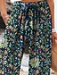 preiswerte weites Bein und hohe Taille-Damen Weites Bein Hosen Hose Palazzo-Hose Mode Boho Volle Länge Hohe Taille Blume Elastischer Bund Kordelzug Druck Atmungsaktivität Bequem Straße Alltagskleidung Ausgehen Dunkelblau Frühling Herbst