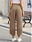 abordables Pantalón liso de lino y algodón-Mujer Pantalones de lino y algodón Chinos Moda Básico Longitud total Alta cintura Plano Bolsillo Correa Comodidad Al Aire Libre Microelástico Vacaciones Calle Diario Ejército verde Negro Azul Piscina