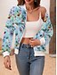 baratos jaqueta bomber-Mulheres Jaqueta Bomber Jaqueta casual Confortável Respirável Zíper Bolsos Imprimir Casual Floral Férias Rua Casual Roupa Diária Zíper Curto Colarinho Chinês Normal Manga Longa agasalhos Branco Rosa