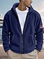cheap Casual Jackets-Men&#039;s Winter Jacket Teddy Coat Casual Jacket Vacation Daily Thermal Warm Pocket Fleece Fall Winter American Flag Fashion Streetwear Hooded Regular Dark Gray Black Navy Blue Khaki Jacket