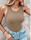 billiga Enkel linne-Dam Camisole linne Ensfärgat Dagligen Ledigt Ärmlös Rund hals Vanliga toppar Dagligen Svart Vit Gul Rodnande Rosa Rubinrött Sommar Vår