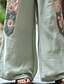 ieftine picior lat și talie înaltă-Pentru femei Picior Larg Pantaloni Pantaloni Palazzo Modă Boho Lungime totală Talie Înaltă Floare Talie elastică Cordon Imprimeu Respirabilitate Comfortabil Stradă Purtare Zilnică Ieșire Verde Deschis