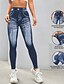 economico Leggings e collant da yoga-Per donna Jeans finti con stampa denim Leggings da yoga Controllo addominale Vita Alta Palestra Danza Atletico Pantaloni Blu Autunno Gli sport Abbigliamento sportivo Vestibilità aderente