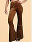 billige Ensfarvede leggings-Dame Flared bukser kinesisk Mode Gade Afslappet Fuld længde Høj Talje Vanlig comfy Blød Bekvem Elastisk udendørs Gade Sort Rød Kaffe Grå Forår Vinter Slank Pasform