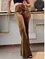 billige Ensfarvede leggings-Dame Flared bukser kinesisk Mode Gade Afslappet Fuld længde Høj Talje Vanlig comfy Blød Bekvem Elastisk udendørs Gade Sort Rød Kaffe Grå Forår Vinter Slank Pasform