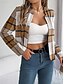 abordables Manteaux 3D-Femmes Veste Décontractée Confortable Respirant Imprimé Occasionnel Plaid Vacances Rue Tenue quotidienne Sortir Ouvert devant Court Col montant Coupe régulière manche longue Vêtements d&#039;extérieur