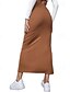 billige Ensfarvede nederdele-Dame Skjørte Afslappet Maxi Alm. taljede Nederdele Vanlig Spaltede spidser Mikroelastisk Ferierejse Gade Sort Rød Lysebrun Brun Sommer Polyester