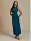 preiswerte abendkleider-Damen Maxikleid Etui-Kleid Elegant Party Halbformelle Kleider Hochzeitsgast Cocktailparty Einfarbig Ärmellos Rundhalsausschnitt U-Boot-Ausschnitt Tintenblau Sommer Frühling Herbst