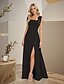 economico Abiti da damigella-Abito da damigella a trapezio, scollo quadrato, senza maniche, schiena scoperta, lunghezza pavimento, in chiffon con fiocco/i